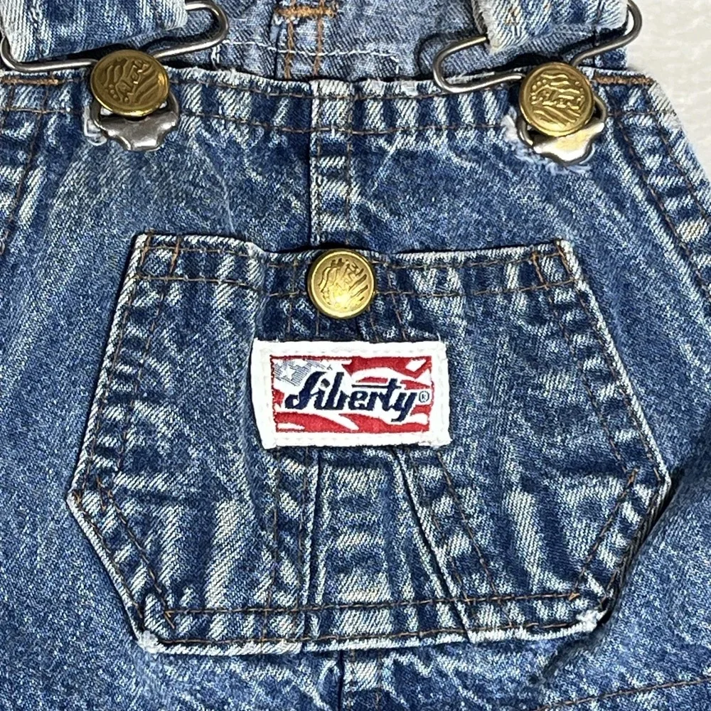 Liberty Baby Toddler Bib Overalls 3T Blue Jean Denim Kids Made In USA VTG EUC